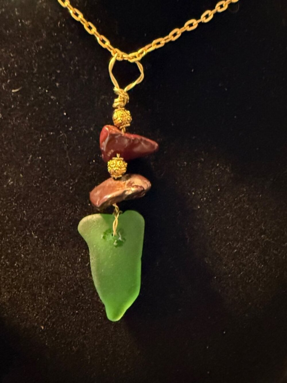 Caribbean Green – Puerto Rico Sea Glass & Natural Stone Necklace